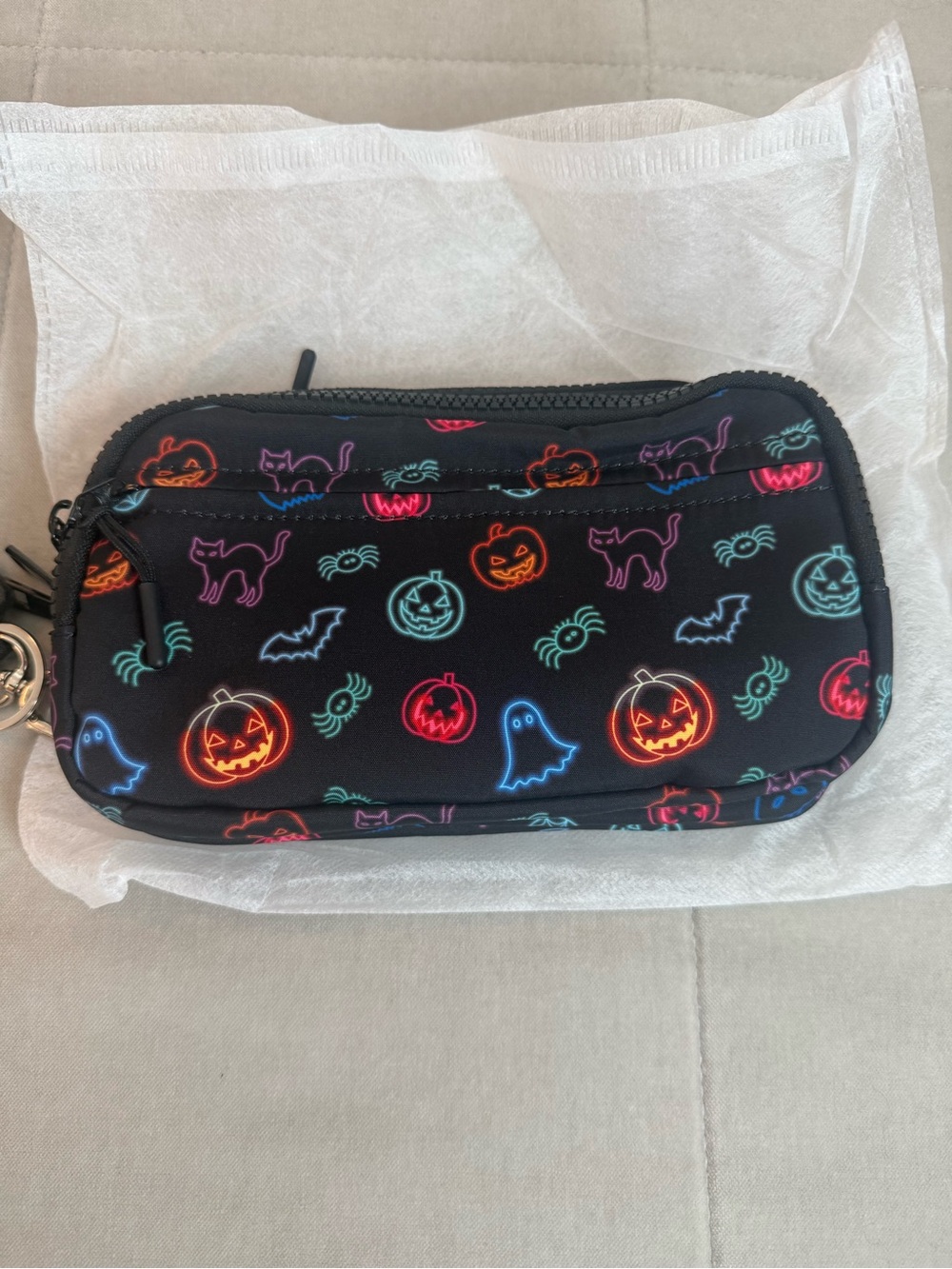 Halloween Neon Print Wristlet/Crossbody Purse - Black